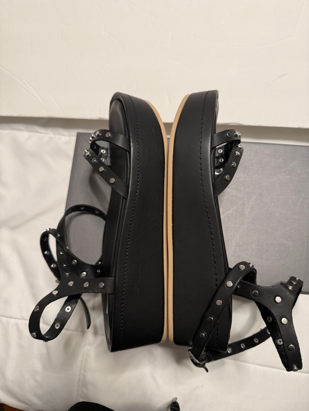 Dolce Vita Black Studded Strappy Ankle Tie Sandals - Picture 6 of 7